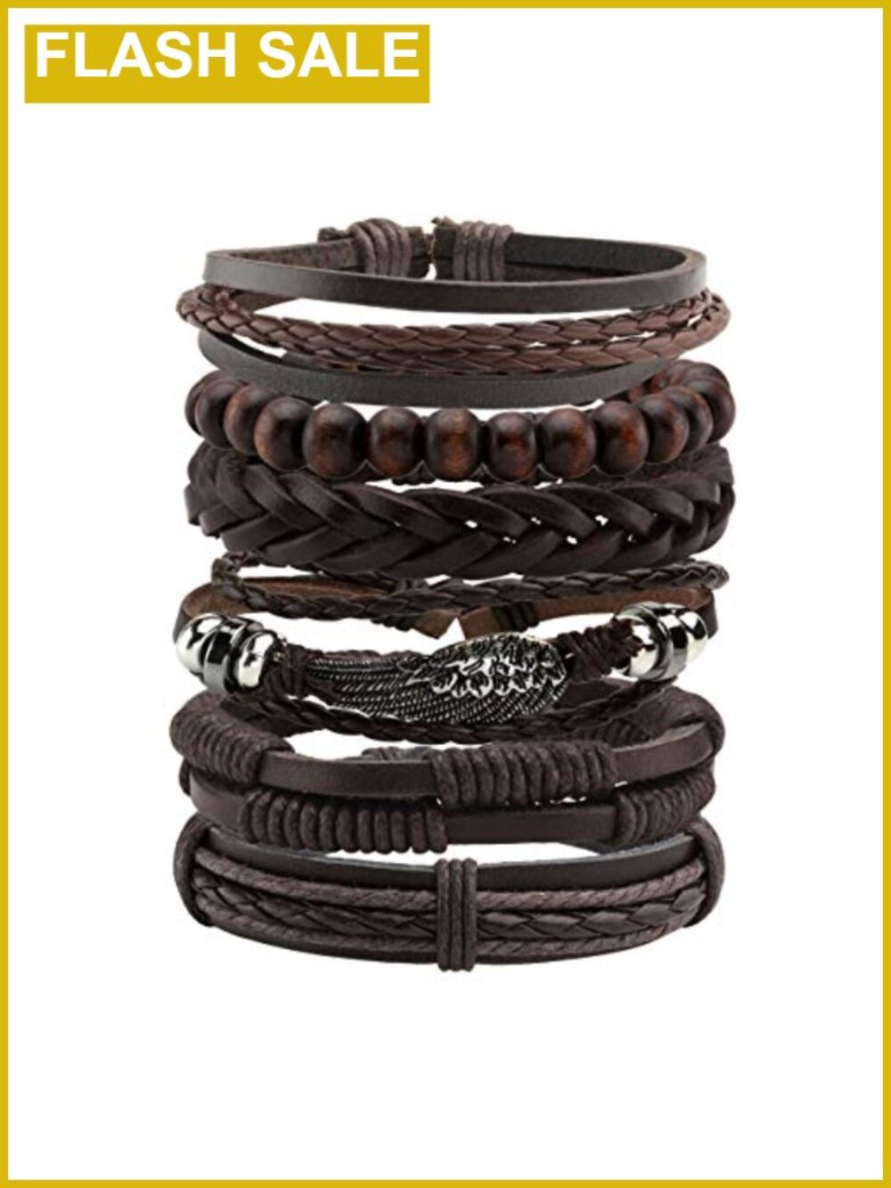 Braided Faux Leather Punk Cuff Wrap Bracelets Adjustable Party Set